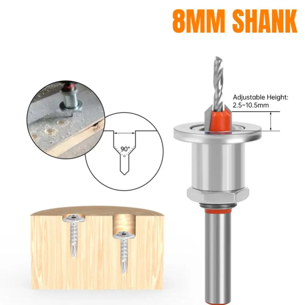 Router Bit Screw Drill Bit Hss 8/10mm Hole 2.8/3.0/3.2/3.5/4.0mm Accessories Tools Countersink Drill Woodworking Demolition