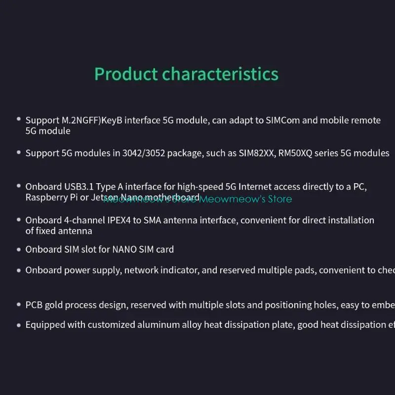 

W91A Dongle USB3.1 Карта расширения M.2 с радиатором из алюминиевого сплава с 4 антеннами