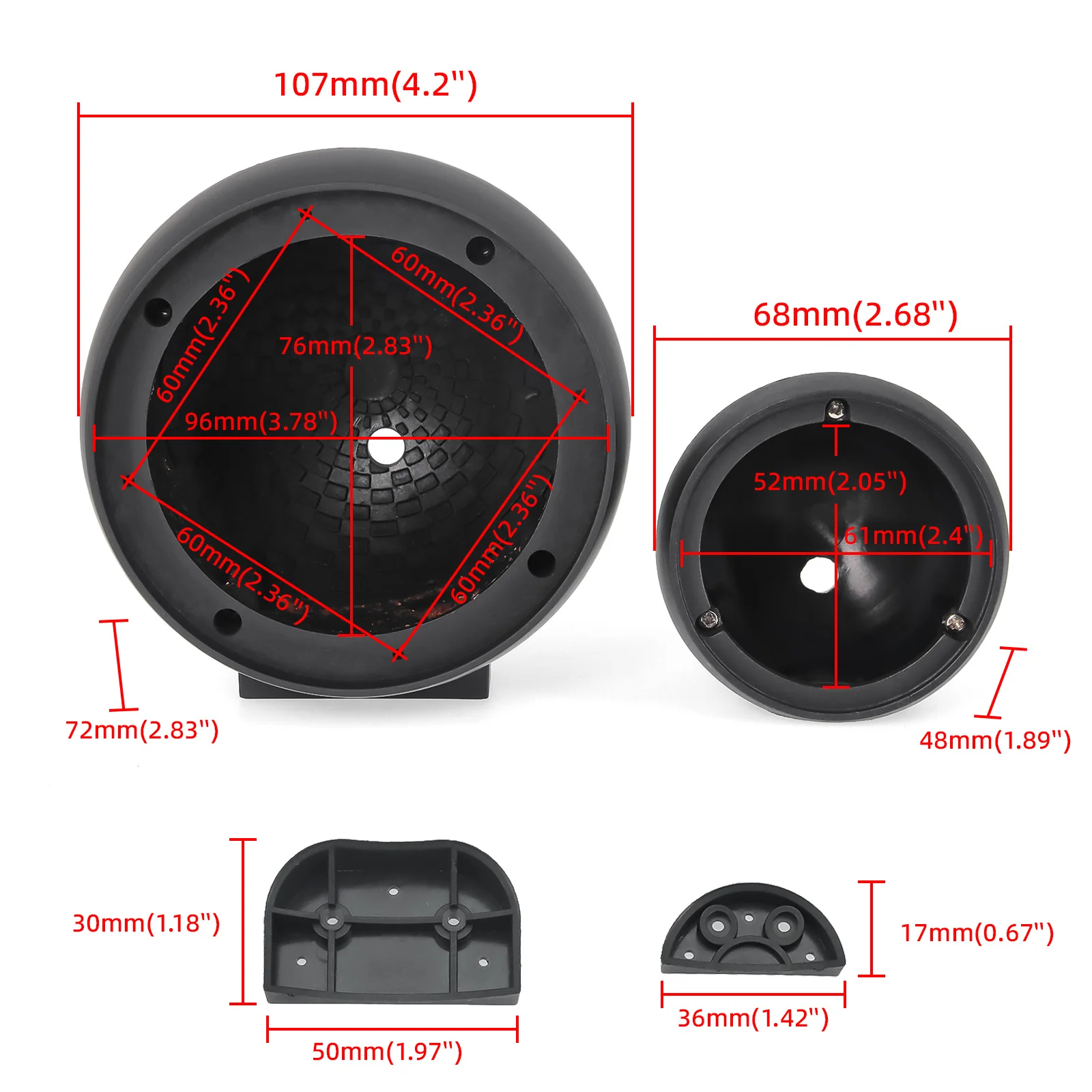 New Black Round Car Speaker Holder Cup Shell Horn Bracket With Horn Pad & Screws for Nissan Fit For Jeep car speakers housing