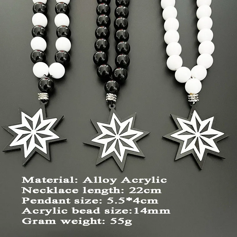 GS25 New Rosary Ornaments Star Necklace 3D Stereo Laser Cutting Pendant Vehicle Rearview Mirror Decoration Acrylic Accessories
