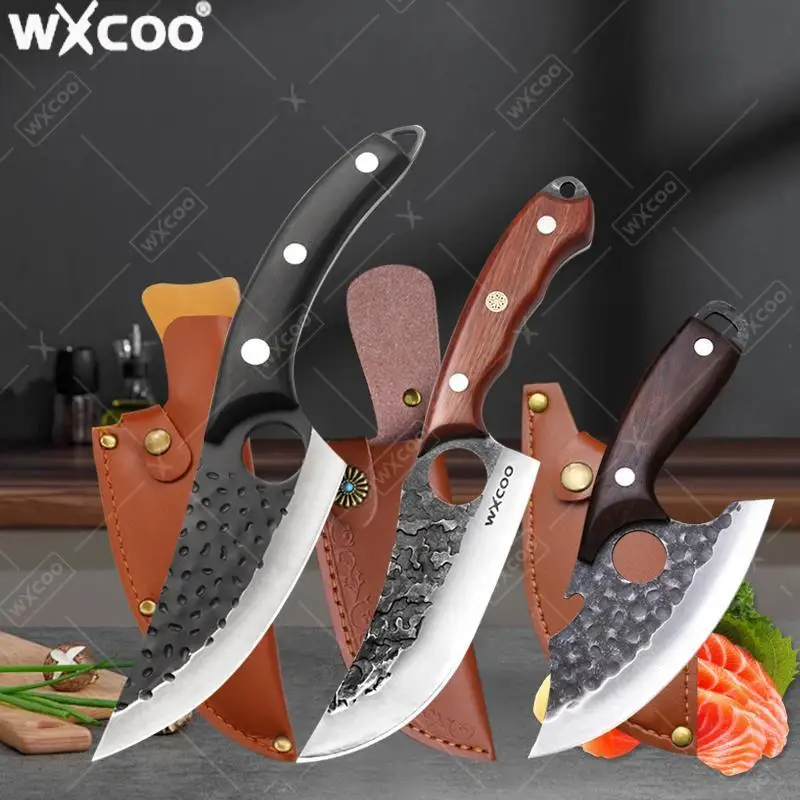

WXCOO Kitchen Boning Knife For Cooking Household Hand-forged Chef Knife Wooden Handle Multifuntional Bottle Opener Butcher Knife