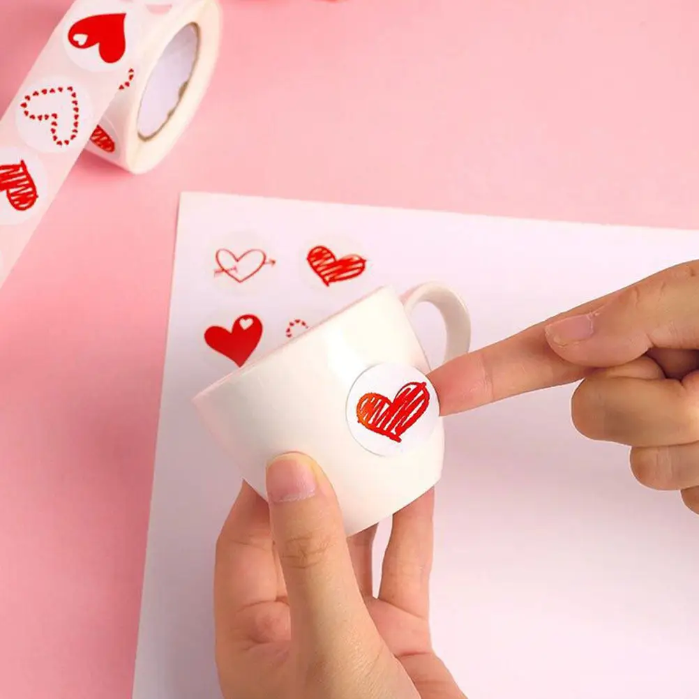 

2 Rolls Stickers Love Envelope Valentine's Day Tag Labels Valentine’s Removable Heart