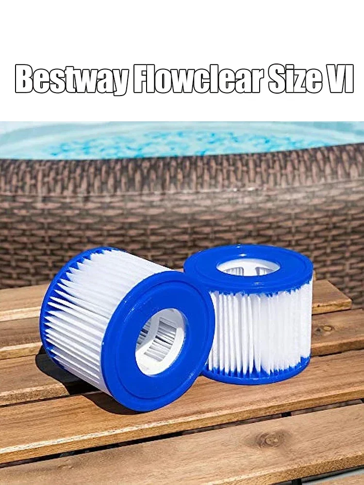 Replacement Swimming Pool Filter Fit for Bestway Flowclear Size VI Filter Cartridge Lay-Z-Spa - Miami Vegas Palm Springs