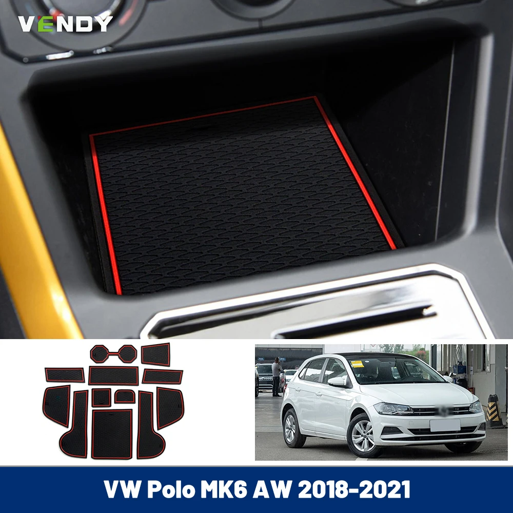 

1 Set Car Gate Slot Mat For VW Volkswagen Polo MK6 AW 2018-2021 Auto Anti-Slip Rubber Cup Pads Interior Accessories 2019 2020