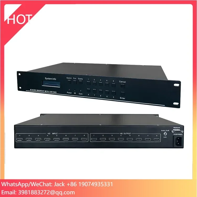 Conmutador de matriz de procesador de pared de vídeo LCD HUAIN 8X8 HD para equipos de conferencias