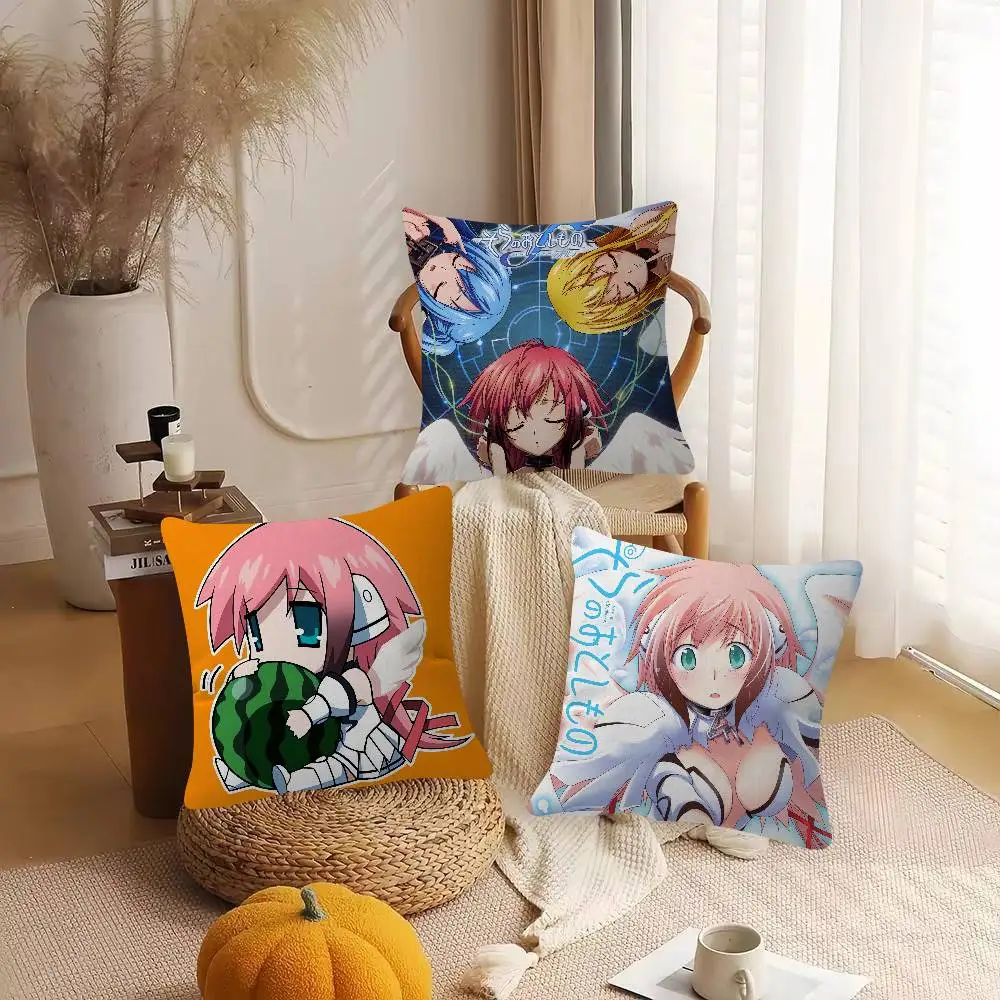 Anime Heaven's Lost Property Cartoon Series Square Pillowcase Soft Waist Sofa Cushion Cover Bedroom Room Pillowcase
