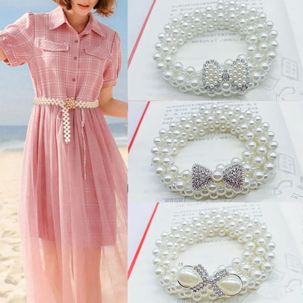 JOWomen-Ceinture élastique avec perle pour pull, ceinture décorative en diamant, rétro, vêtements élégants, fournitures