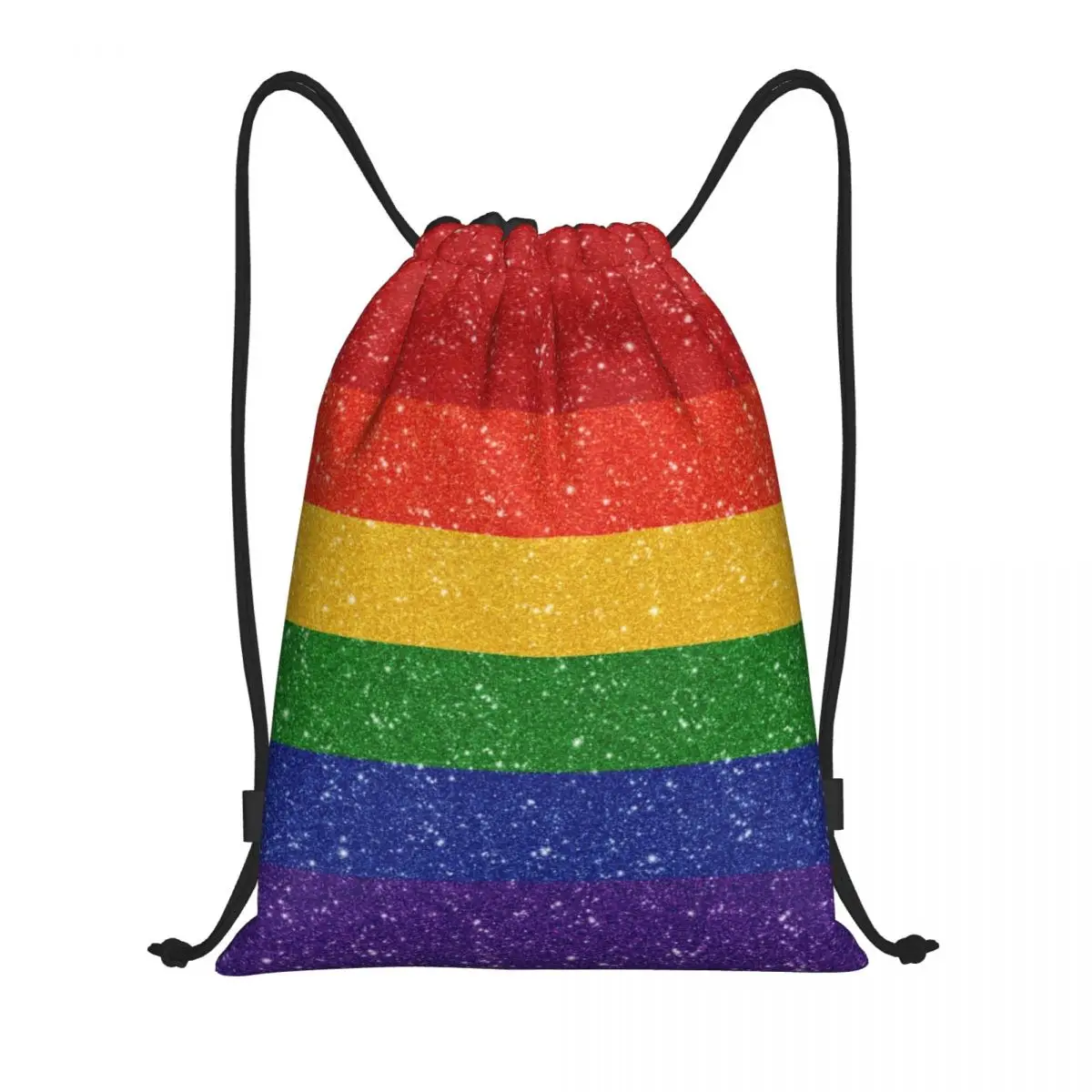 Glitter Rainbow Pride Flag Drawstring Backpack Bags Men Women Lightweight LGBT Gay Lesbian Gym Sports Sackpack Sacks