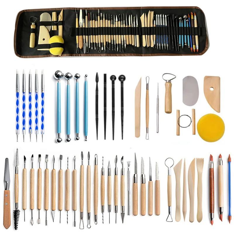 

51 шт./компл., керамический инструмент ручной работы, палочка для отступов, силиконовая ручка, глина, мягкая керамика, грязь, вспомогательный нож для резьбы, точка дрели, ручка