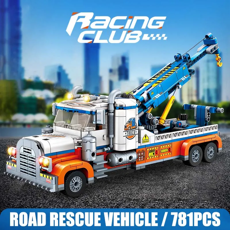 781PCS Technical City Traffic Rescue Vehicle Trailer Truck Building Blocks MOC Assemble Sport Car Bricks Toys For Children Gifts