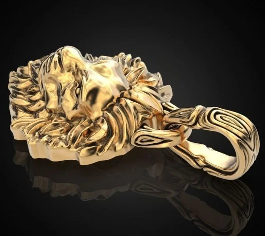 19g 3d Very Cool Mighty 3D Lion Pendant Mens Gold Pendant Customized 925 Solid Sterling Silver Pendant