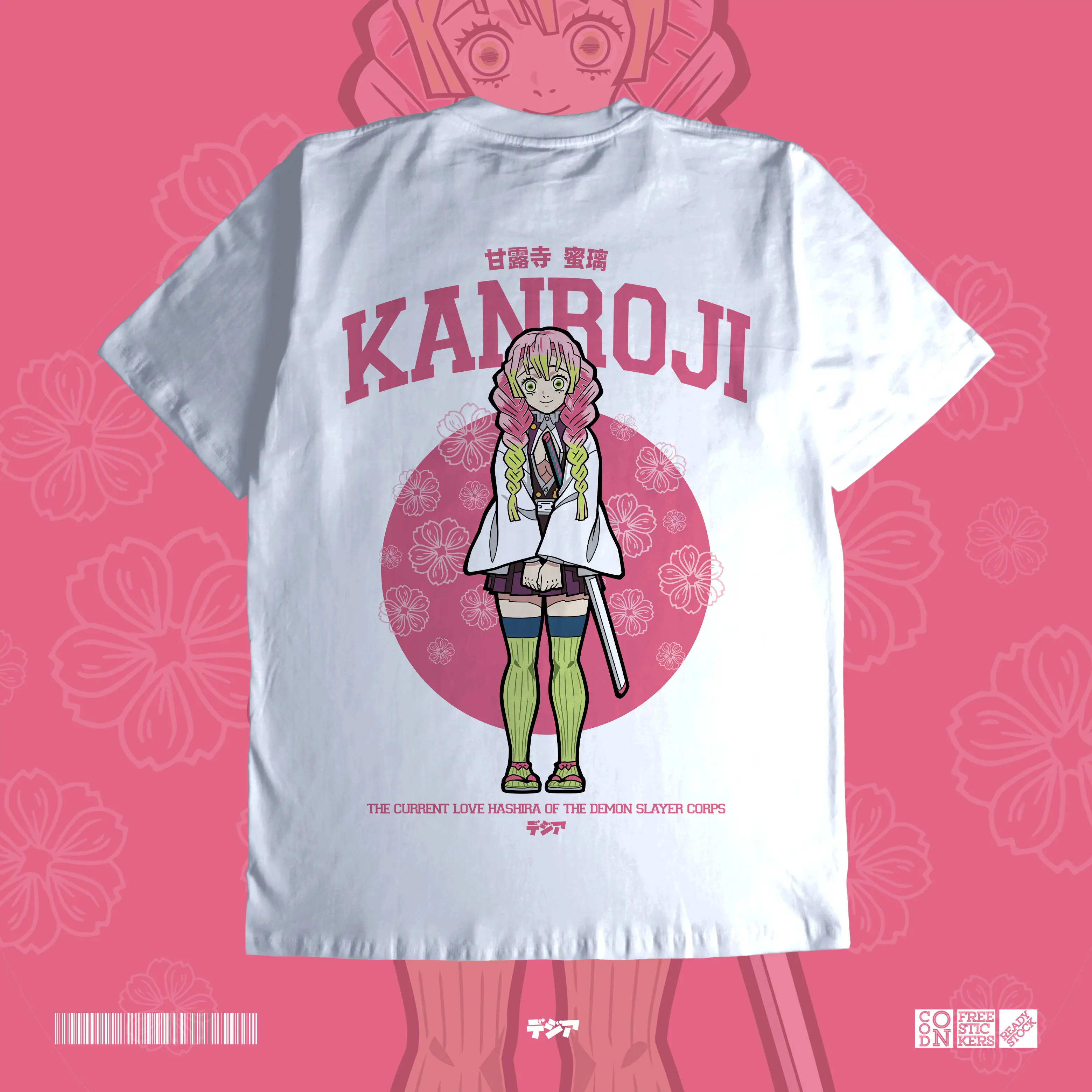 Mitsuri Kanroji Kimetsu no Yaiba Demon Slayer Love Hashira Kaos Anime Manga Baju Jepang DJA Cloth