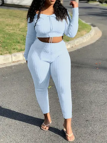 Plus Size Mesh Two Piece Nightclub Suit (Long Sleeve Crew Neck Top and Straight Pants) Sexy See Through Women's Nightlife Suit