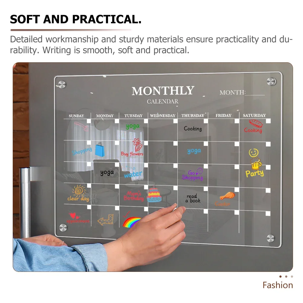 Magnetic Fridge Board Acrylic Dry Erase Board for Clear Blank Schedule Planner Whiteboard Wall Calendar Reusable Transparent