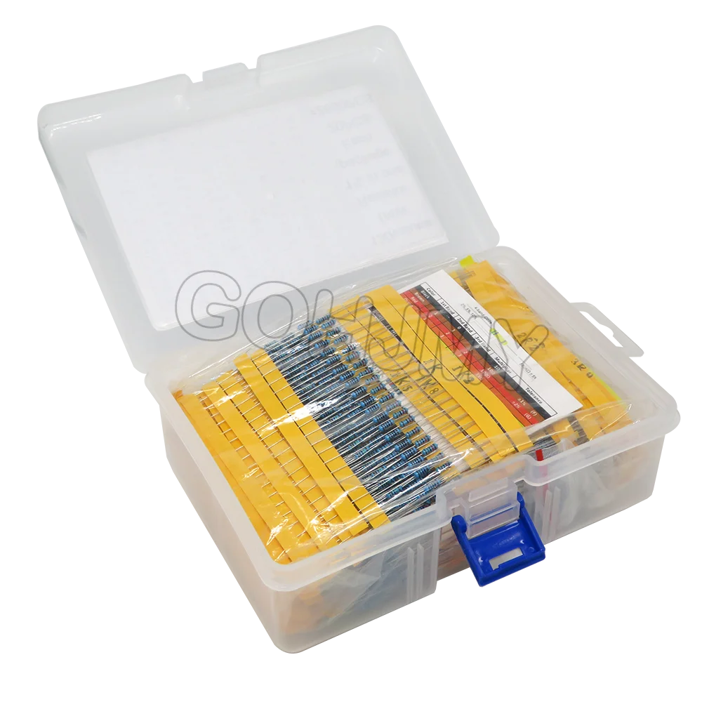 2600PCS/LOT 130 Values 0.25W 1/4W 1% Metal Film Resistors Assorted Pack Kit Set Lot Resistors Assortment Kits Fixed Resistor