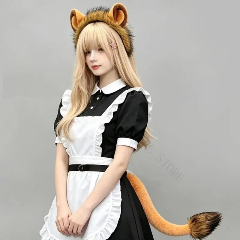 R7UF Photo Styling Tail Accessory With Soft Plush Texture And Wear Strap For Halloween Cosplay Parties Costume Looks And Stage