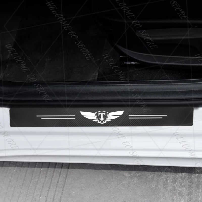 ل Tuscani شعار روهينز كوبيه تيبورون 4/5 قطعة 1 مجموعة ألياف الكربون عتبة باب السيارة الحرس غطاء صندوق السيارة حامي ملصقات اكسسوارات