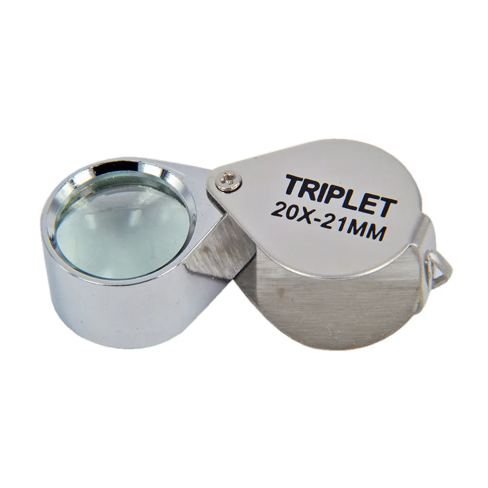 

Handheld Jewelry Loupe Folding Round Chromed Steel Shell 20X Magnification Pocket Size Magnifier for Gems Diamonds Coins Fine