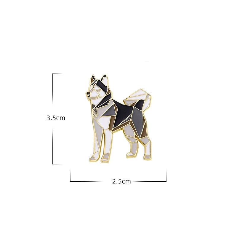 Cute Cartoon Geometry Line Dog Enamel Brooch Creative Animal Shepherd Husky Lapel Pin Badge Backpack Clothing Hat Accessories