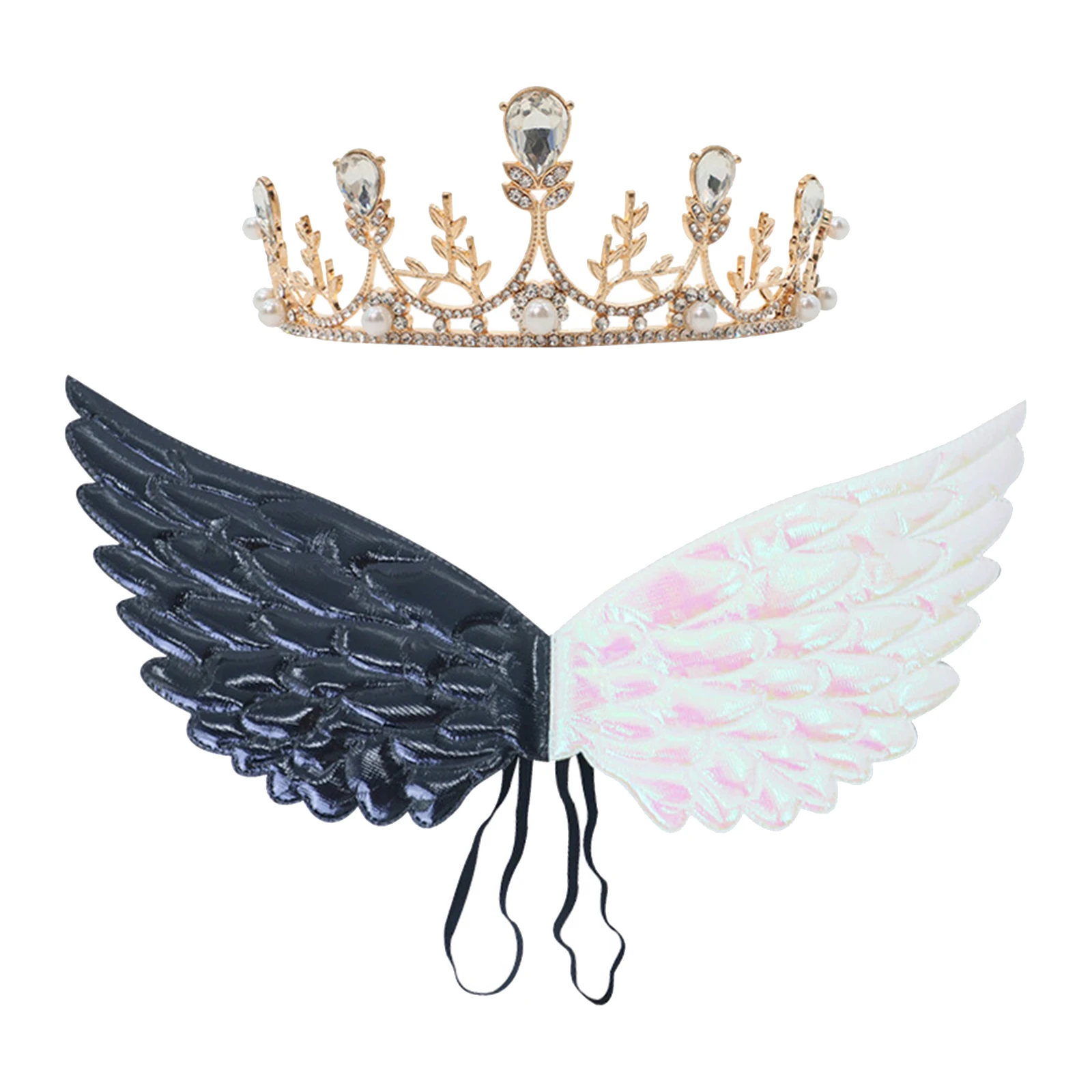 

Girls Angel Butterfly Wings Fairy Wings with Rhinestone Alloy Crown Headwear for Halloween Fancy Ball Stage Performance Props