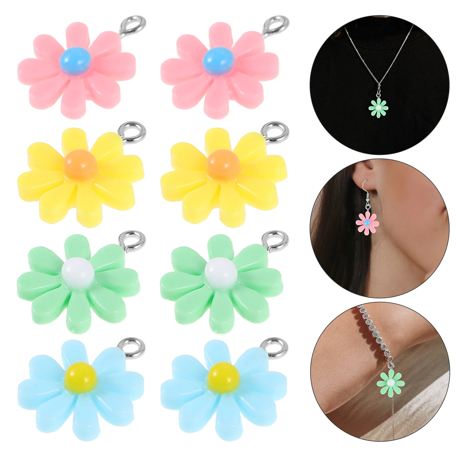 

40Pcs Flower Shaped Resin Charms DIY Jewelry Craft Supplies for Earrings Necklace Bracelets Keychain Phone Pendants