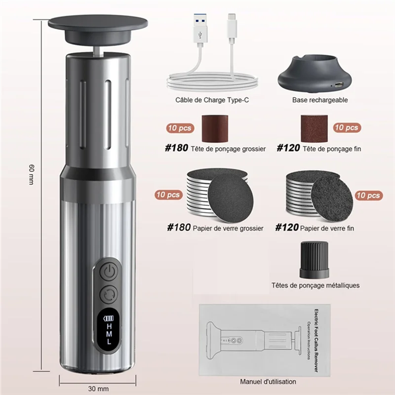 مزيل مسامير القدم الكهربائية اللاسلكي 6 سرعات Charing Dock Filer Kit للنساء والرجال