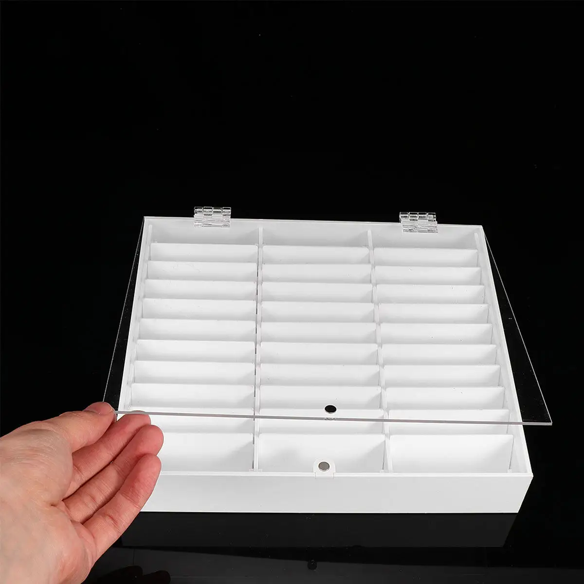 Acrylic Manicure Storage Box with 30 Grids, Large Capacity Jewelry Organizer for Earrings, Necklaces, Hairpins