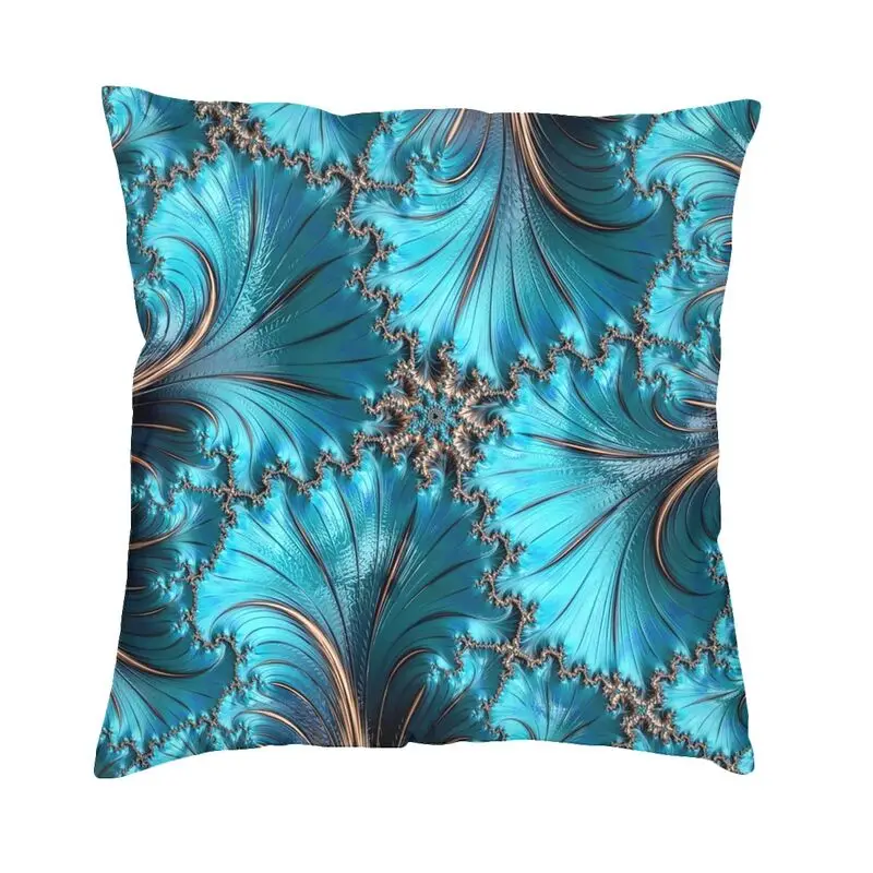 Turquoise Gemstones Square Pillowcover Decoration Elegant Copper And Teal Fractal Twenty-Two Cushion Cover Pillow Printing