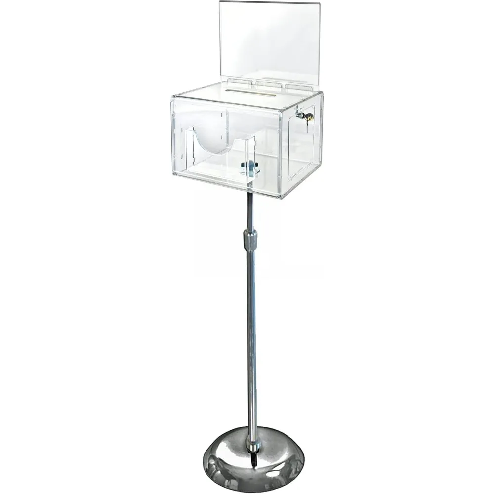 تعرض Azar صندوق اقتراحات 206325-CLR مع قفل ومفاتيح، صندوق تبرع، صندوق عرض، حامل عرض مغلق، حامل علامة أكريليك #1