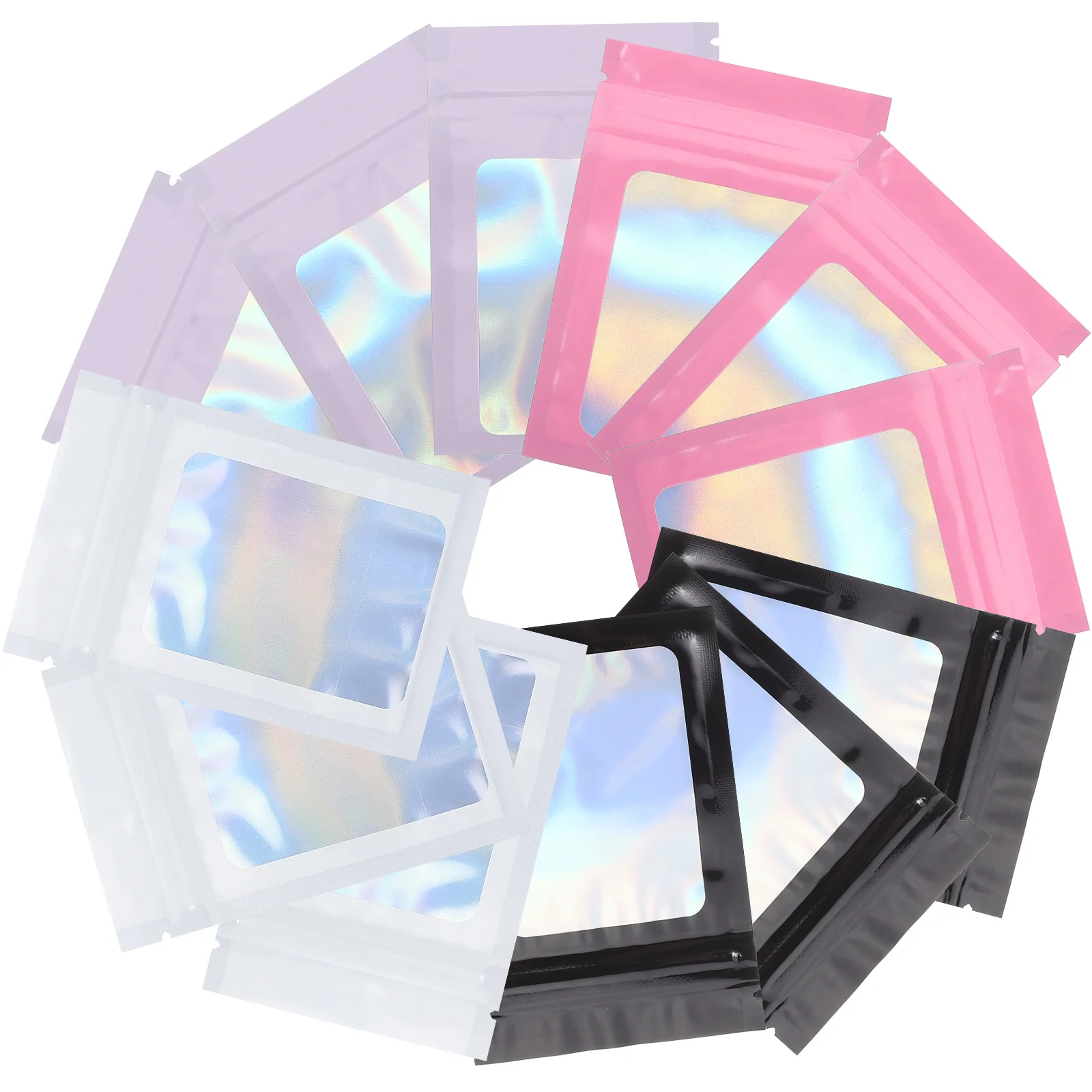 

100 Pcs Colorful Gift Packaging Bags 10x7cm White Purple Self Sealing Storage Jewelry Bags Small Items