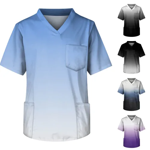Imagen 2 del producto Uniforme para hombre, Tops exfoliantes, camisa, blusa de manga corta con bolsillo sólido, ropa de trabajo para hombre, uniformes atléticos para enfermería, monos quirúrgicos