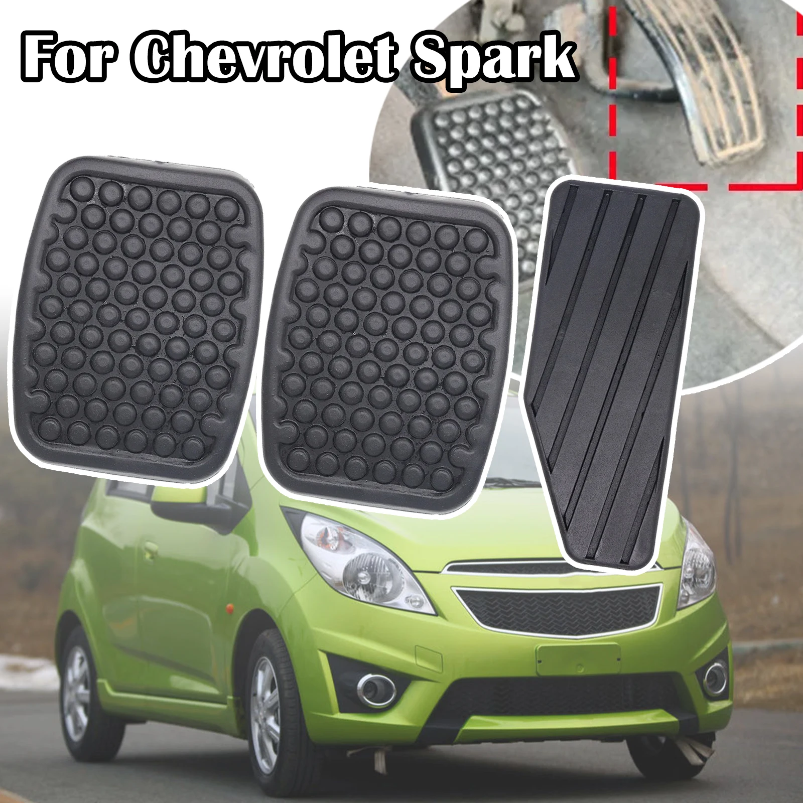 

3pcs Car Rubber Brake Clutch Pedal Feet Foot PadThrottle Accelerator Cover Replacement Parts For Chevrolet Spark 2005 - 2009