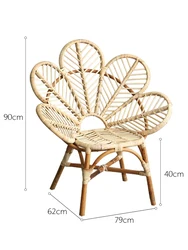 Couch Vintage Rattan Chair for Balcony Outdoor Courtyard Rattan Casual Backrest Single Seat Chair