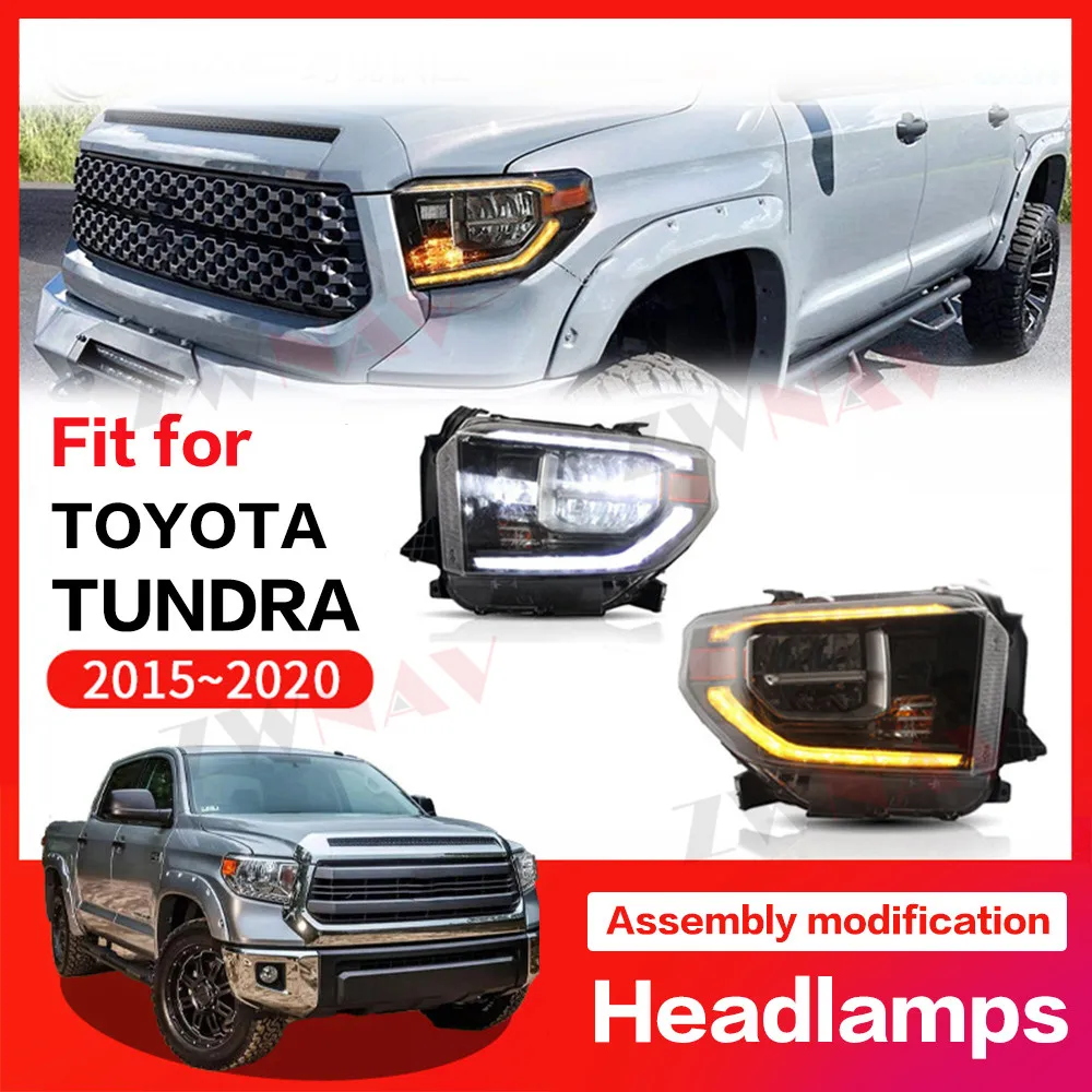 

For Toyota Tundra 2014-2020 2Pcs Car LED HeadLamps Assembly Projector Headlights Start Up Animation Sequantial Turn Signal Lens