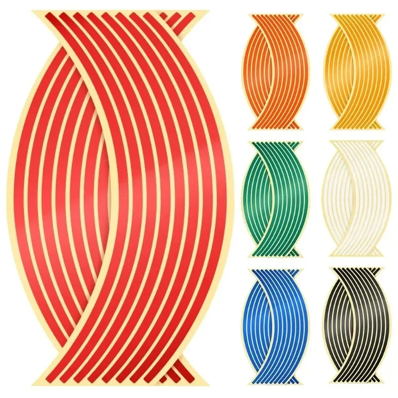 New 1set of 16pcs Sticker Reflective Rim Stripe Tape Bike Motorcycle Stickers Steel Ring Sticker for Z750 Z800 MT07 18 in Wheel