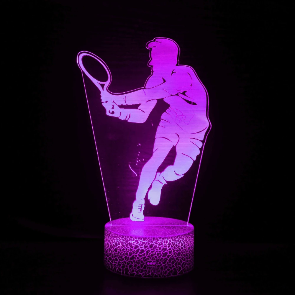 Acrylic Tennis Sports 3D Illusion lamp LED Night Light for Kids Bedroom Bedside Table Decoration Sleep Gift for Chid Nightlight