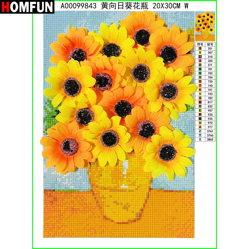 HOMFUN Special Shape Full Drill 5D Flowers DIY Diamond Painting Art 