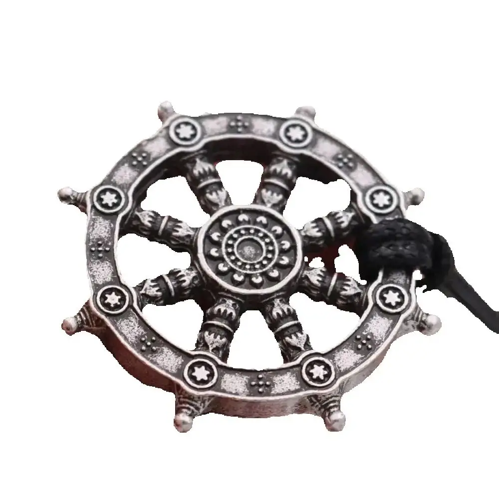 Dropshipping Rudder Charms Dharma Wheel of Life Samsara Buddhist Amulet Pendant Talisman Necklace Religious Jewelry For Men