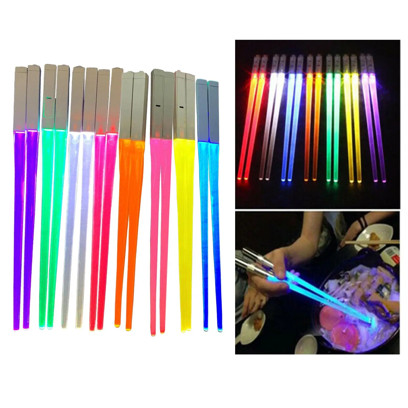 LED Lightsaber Chopsticks Reusable Light Up Chopstick Kitchen Party Tableware Creative Durable Light Glowing Chopstick Gifts