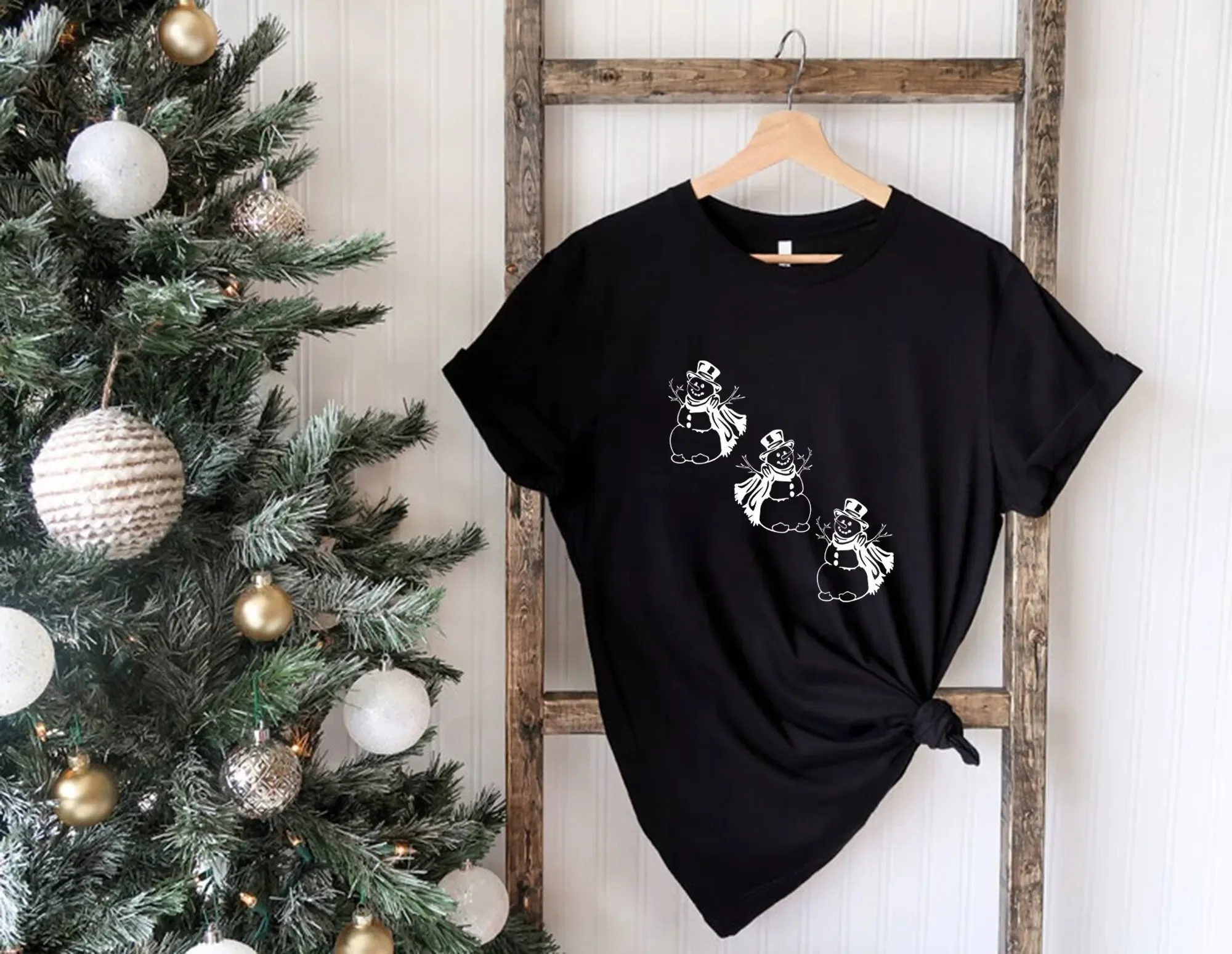 Snowman Dancing Christmas T Shirt Snowflake