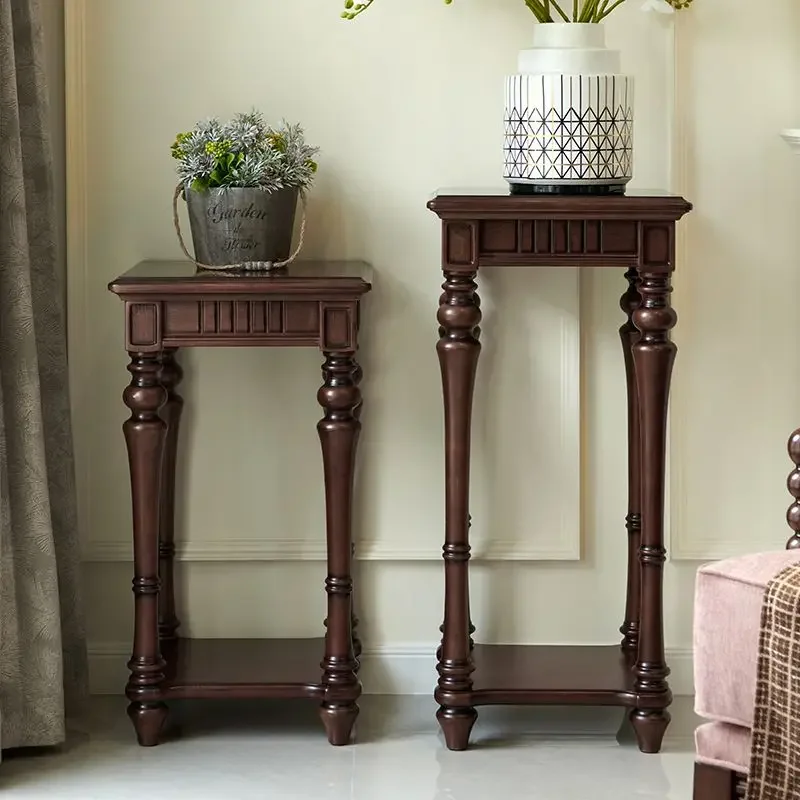 Flower stand Solid wood retro living room Bedroom dining room Multi-layer floor rack Walnut wood decorative stand Flower table