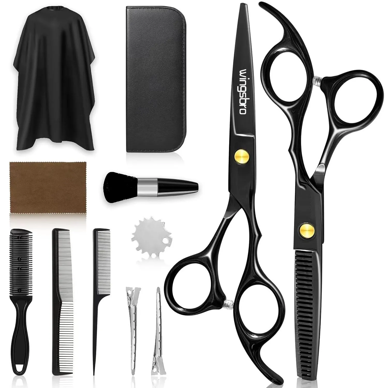 

11pcs Hair Scissors Professional Hairdressing Scissors Set 6.5" Barber Scissors Thinning Shears Hair Cutting Tool
