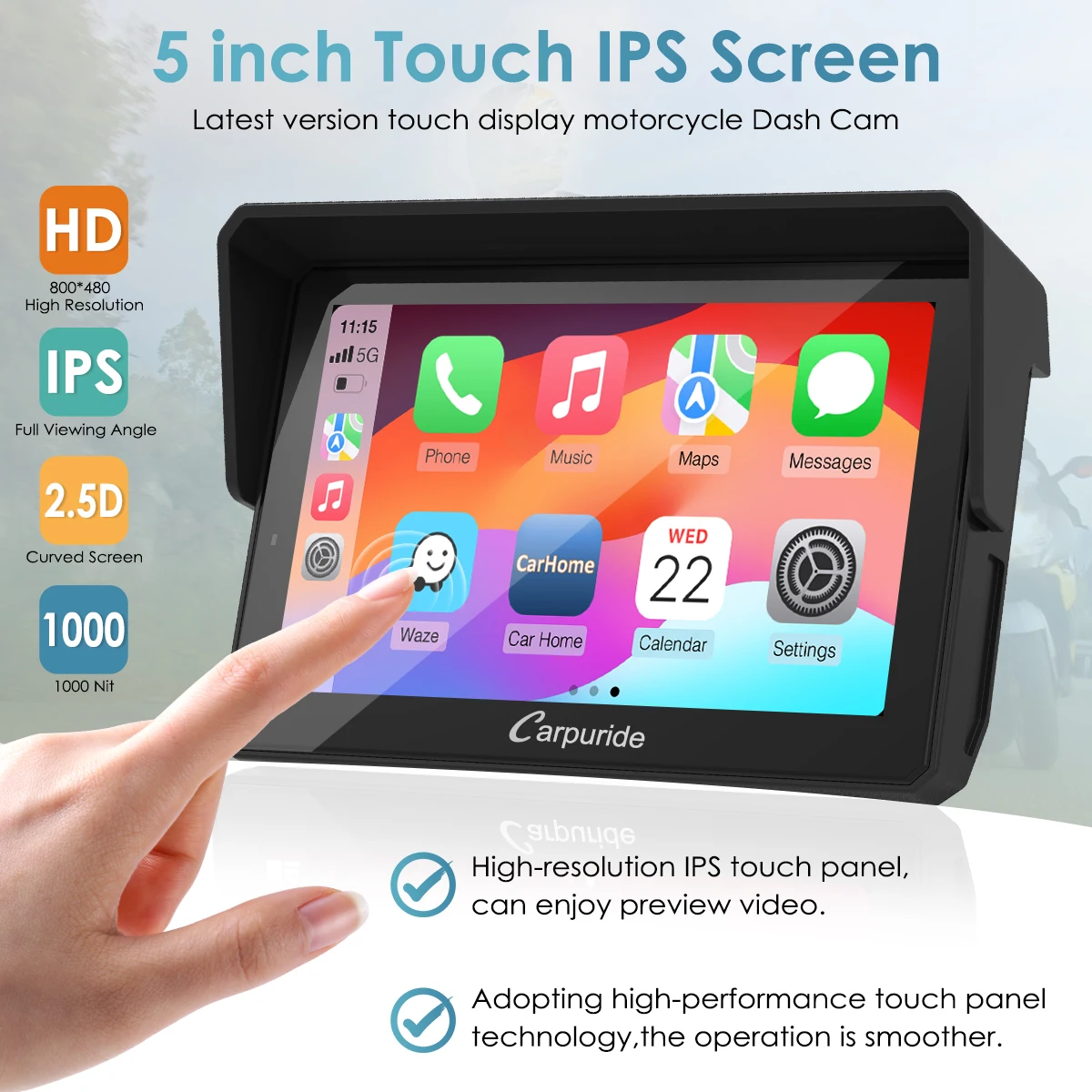 Carpuride W502TPro Motorcycle GPS Navigation Wireless CarPlay Android Auto Smart Motorcycle display screen  WIFI bluetooth view 3