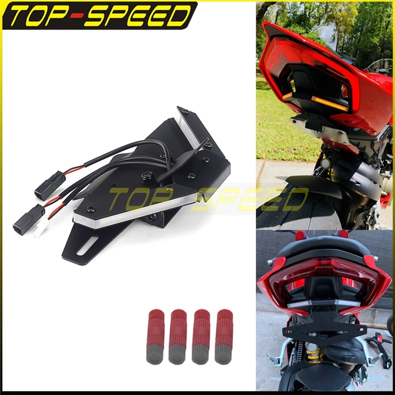 Motorcycle Tail Tidy Fender Eliminator Kit License Plate Mount Support W/Wire Connector For Ducati Panigale Streetfighter V4 V2