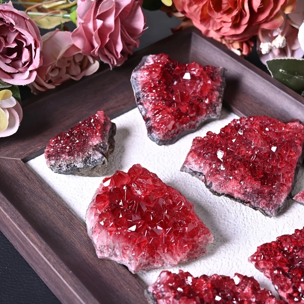 1pc stunning collection of Bordeaux red crystals with an irregular appearance , desk accessory, mystery gemstone collection