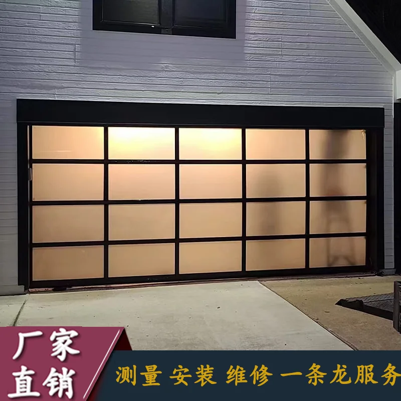 Perspective garage door car 4S shop aluminum alloy electric flap lift door villa glass lighting anti-theft roller shutter
