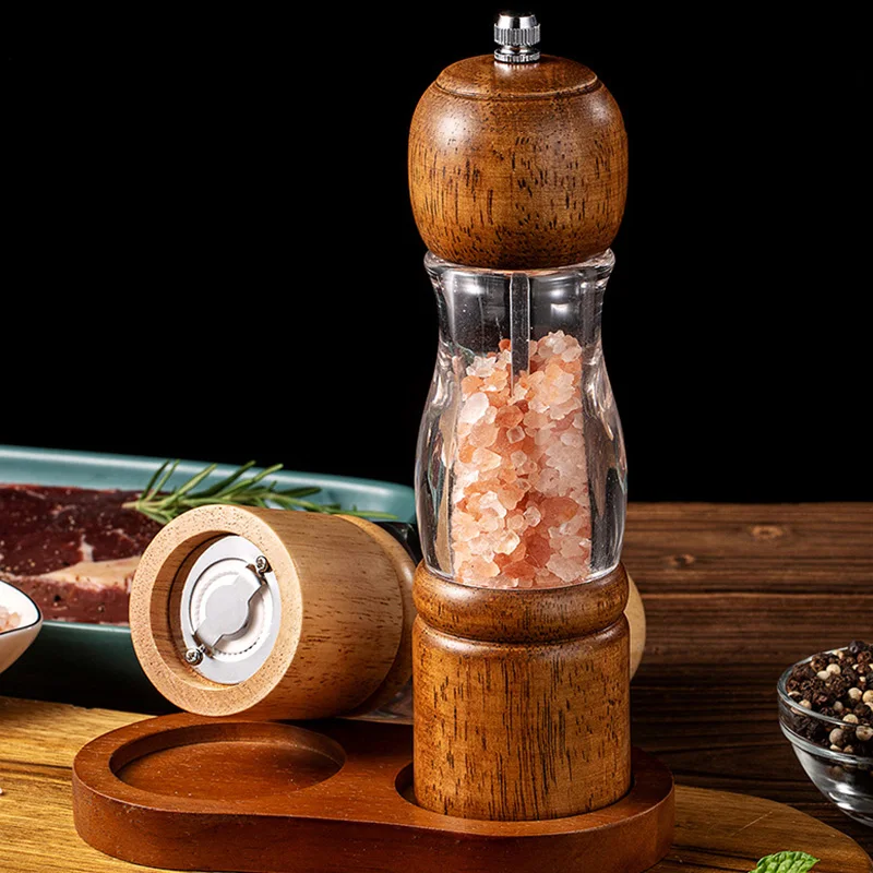 1PC Transparent Pepper Grinder Kitchen Sichuan Pepper Sea Salt Black Pepper Grinder Household Camping Seasoning Bottle