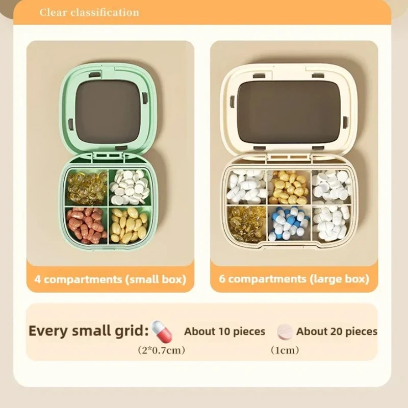 صندوق تخزين السفر المحمول صندوق دواء أسبوع السفر شفاف مختوم مقاوم للرطوبة البلاستيك تخزين الأدوية للسفر 4/6 شبكات #3