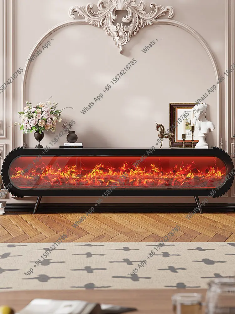 Modern simple fireplace cabinet simulation flame effect white paint home decoration cabinet French fireplace customization