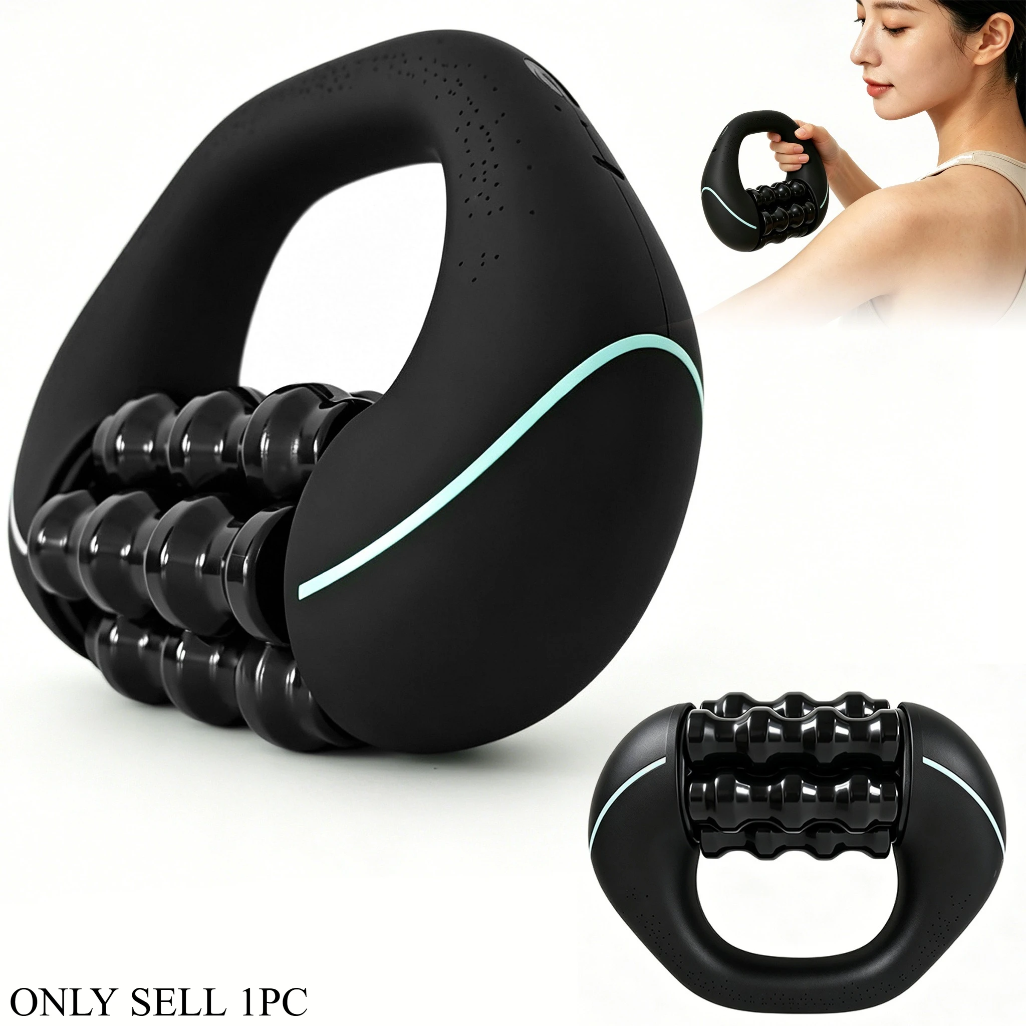 Electric Massage Roller Portable Vibration Massager Adjustable Speed USB Charged Muscle Relief Home Gym Travel